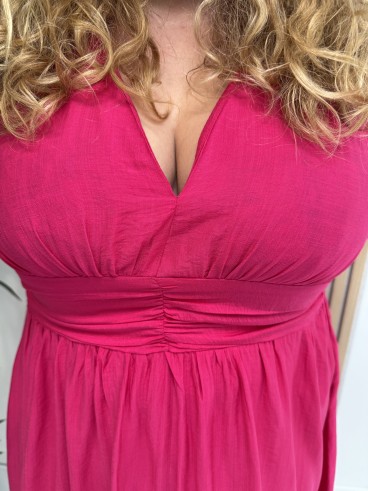 Robe longue et fluide "Manon" unie fuschia