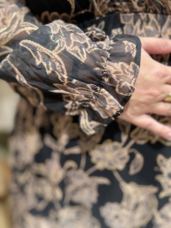 Robe longue noire fleurs d'autre fois Paula
