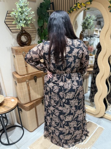 Robe longue noire fleurs d'autre fois Paula