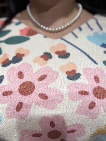 Pull imprimé fleurs dessin Antonia