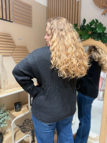 Gilet doux boutons et coeur léopard noir Juliana