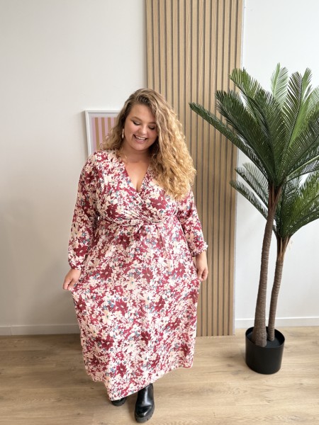 Robe longue fleurie bordeaux Serra