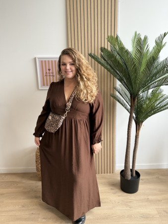 Robe longue unie Cecilia chocolat