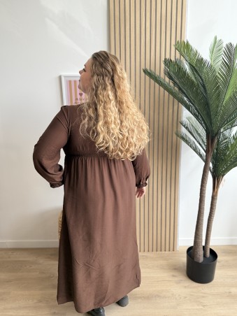 Robe longue unie Cecilia chocolat