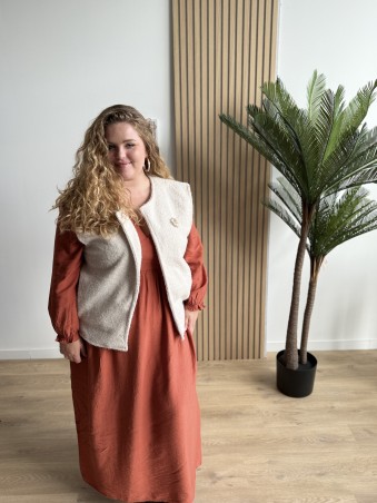 Robe longue unie Cecilia terracotta