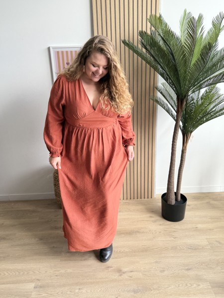 Robe longue unie Cecilia terracotta