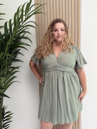 Robe courte et fluide "Manon" unie kaki