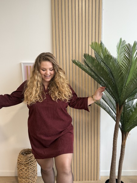 Robe tunique cotelés Isadora bordeaux