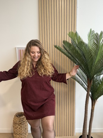 Robe tunique cotelés Isadora bordeaux