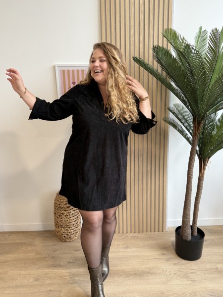 Robe tunique cotelés Isadora noir