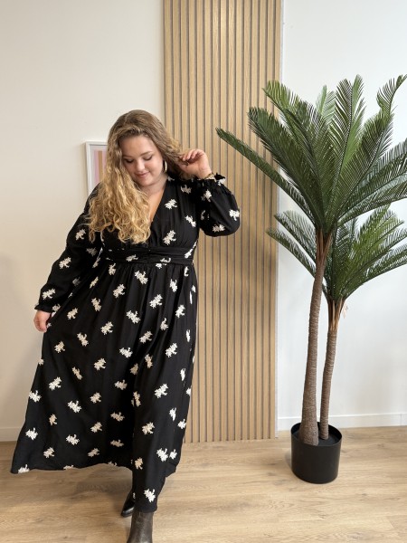 Robe longue broderie baie Joana noir