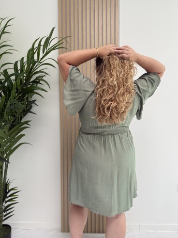 Robe courte et fluide "Manon" unie kaki